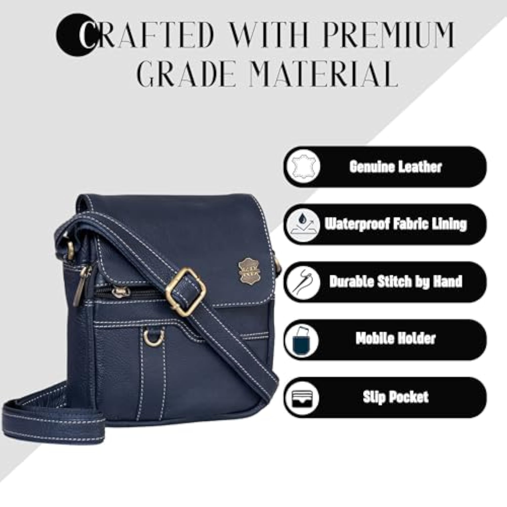 Genuine Leather Messenger Sling Bag, Multipurpose for Travel